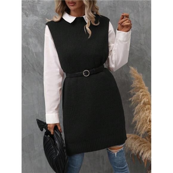 1pc Split Hem Sweater Vest - Picture 4 of 6